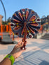 Ankara Fabric Foldable Round Fan with Leather Trim Handle (Made in Ghana π¬π)